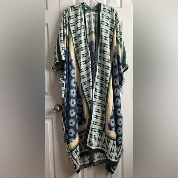 No Brand Other - Beautiful Blue, Green, Yellow Colorful Flowy Kimono Caftan One Size